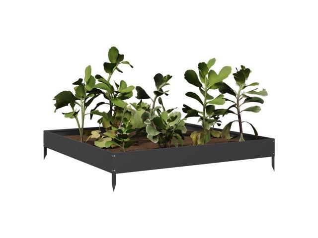 vidaXL Garden Raised Bed Black Steel 39.4x39.4x7.3 in Durable