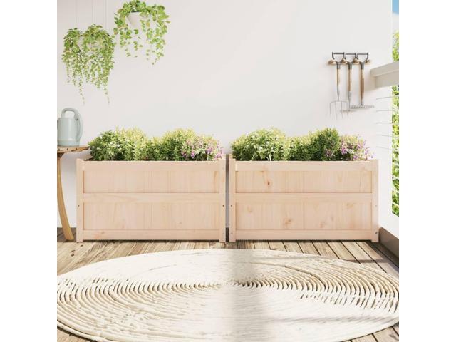 vidaXL Garden Planter Set of 2 Natural Wood Color
