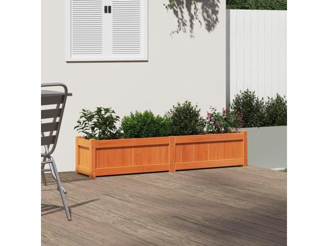 vidaXL Garden Planter Wax Brown Solid Pine Wood 59.1x12.2x12.2 in
