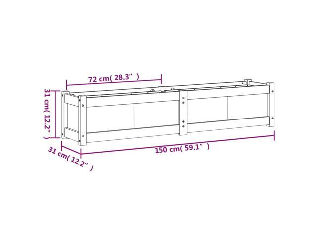 vidaXL Garden Planter Wax Brown Solid Pine Wood 59.1x12.2x12.2 in