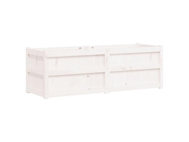vidaXL Garden Planter White Solid pine wood Large Decorative Inlays