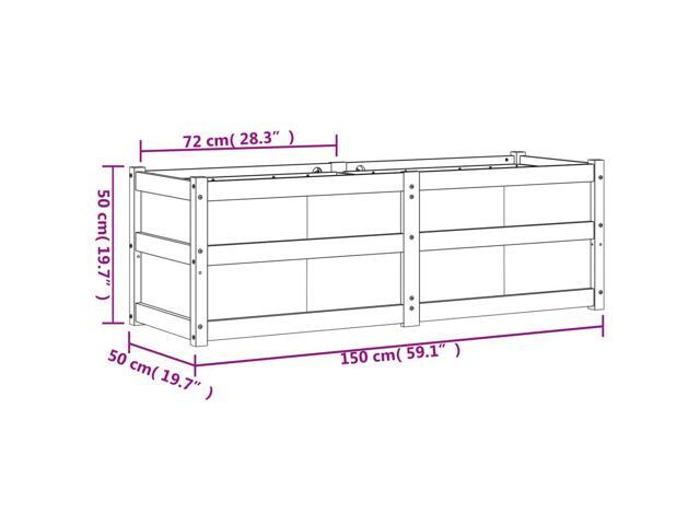 vidaXL Garden Planter White Solid pine wood Large Decorative Inlays