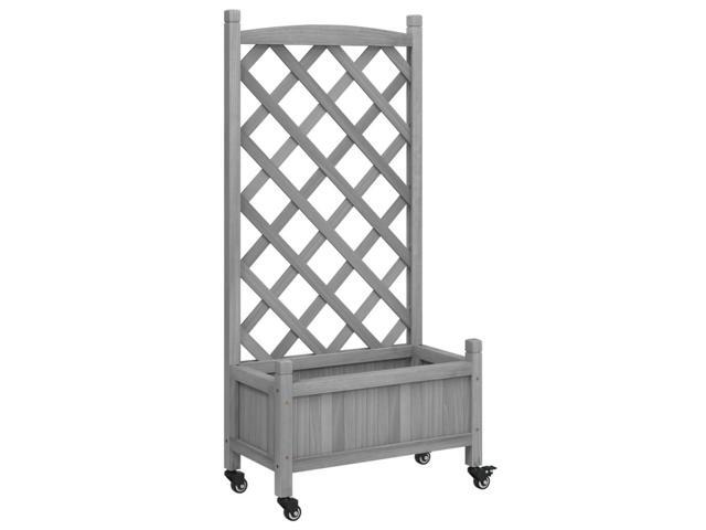vidaXL Planter Grey Solid fir wood, iron Medium Planters Planter