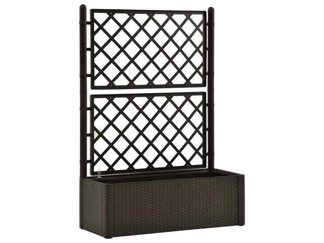 vidaXL Garden Raised Bed with Trellis and Self Watering System Mocha Outdoor