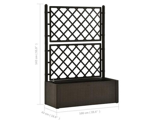 vidaXL Garden Raised Bed with Trellis and Self Watering System Mocha Outdoor