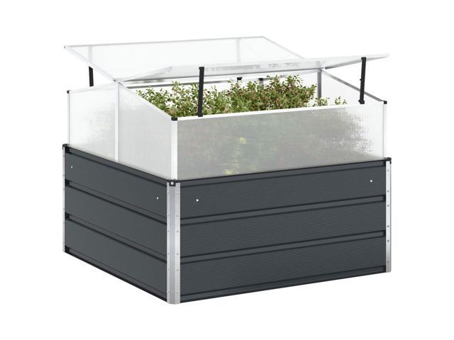 vidaXL Planter Anthracite 39.37 x 39.37 x 30.31 in Galvanised Steel