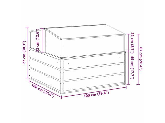 vidaXL Planter Anthracite 39.37 x 39.37 x 30.31 in Galvanised Steel