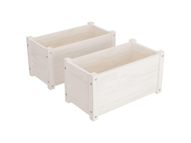 vidaXL Garden Planter Set of 2 White Solid pinewood Medium Durable