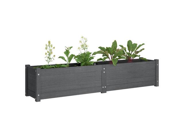 vidaXL Raised Bed Grey Solid Pinewood Medium Durable Garden Planters