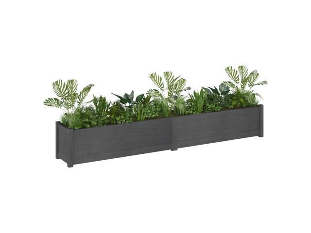 vidaXL Planter Set of 2 Grey Solid pine wood Large Planter