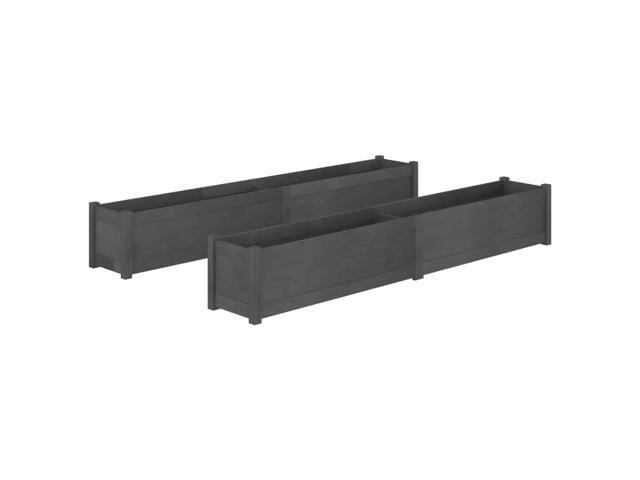 vidaXL Planter Set of 2 Grey Solid pine wood Large Planter