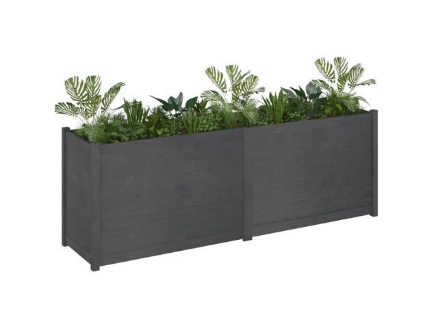 vidaXL Garden Planter Grey Solid Pinewood Large Durable Garden Planter