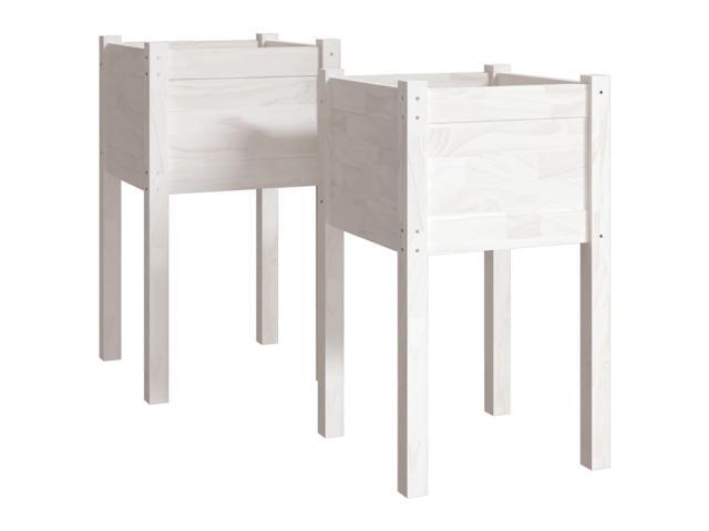vidaXL Garden Planter Set of 2 White Solid pinewood Medium