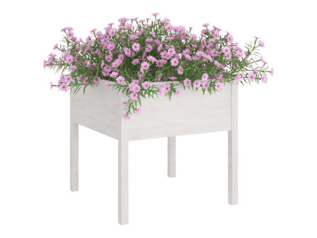 vidaXL Garden Planter White Solid Pinewood 27.6 x 27.6 x 27.6 in Tough