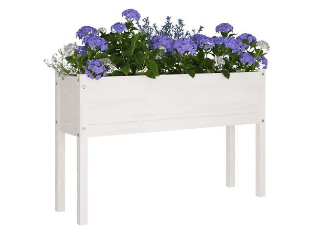 vidaXL Planter White Solid pinewood Large Durable Planter