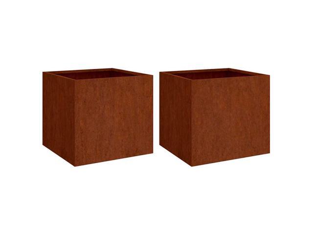vidaXL Planter Set of 2 Rusty Corten steel Medium Decorative Inlays