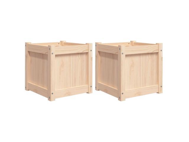 vidaXL Garden Planter Set of 2 Natural Solid pine wood 15.7x15.7x15.7 in