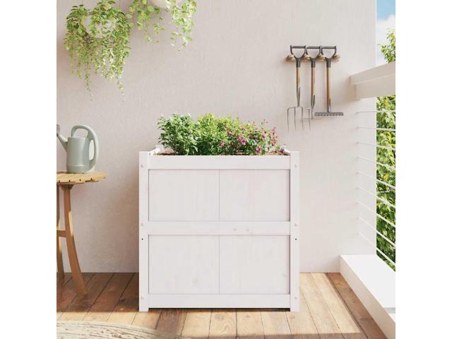 vidaXL Garden Planter White Solid pine wood 27.6 in Durable
