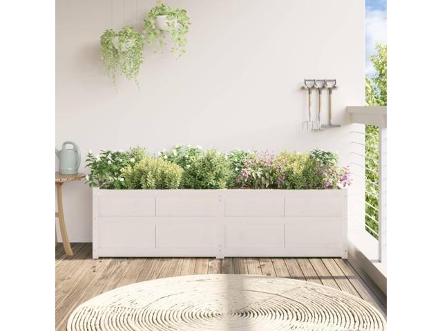 vidaXL Garden Planter White Solid Pine Wood 70.9x19.7x19.7 in
