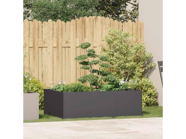 vidaXL Planter Black Cold-rolled steel Large Planter Rectangular