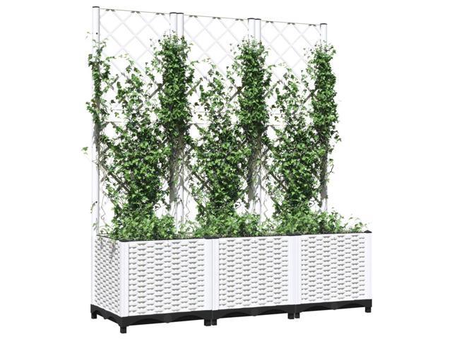 vidaXL Garden Planter White Polypropylene 47.2 x 15.7 x 53.5 in Planters