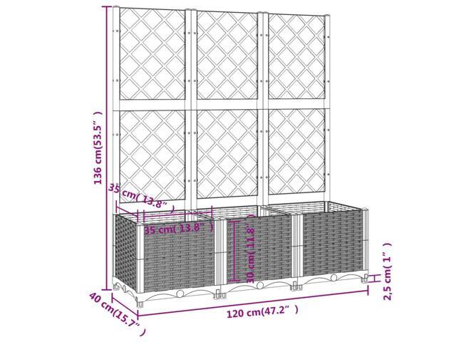 vidaXL Garden Planter White Polypropylene 47.2 x 15.7 x 53.5 in Planters