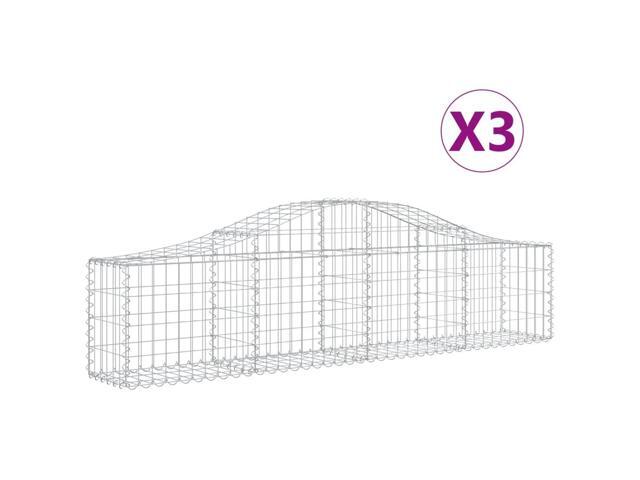 vidaXL Gabion Basket Set of 3 Silver Galvanized Iron Large