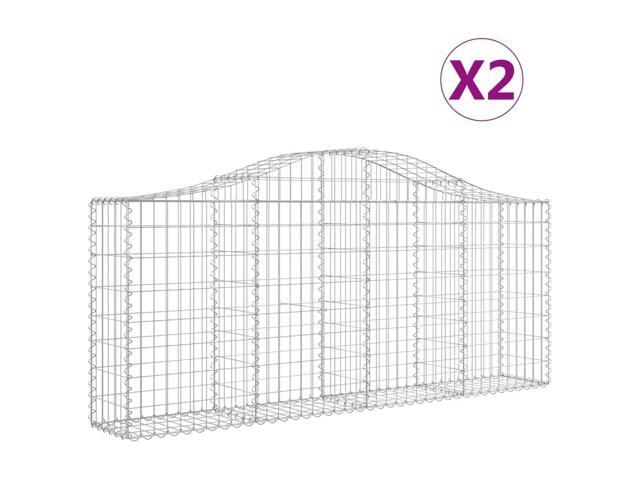 vidaXL Gabion Basket Set of 2 Silver Galvanized Iron