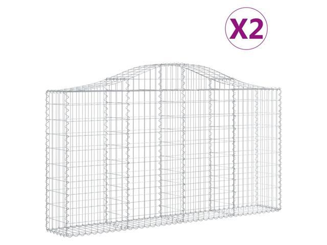 vidaXL Gabion Basket Set of 2 Silver Galvanized iron