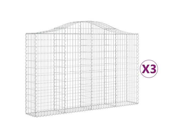 vidaXL Gabion Basket Set of 3 Silver Galvanized iron Large Durable