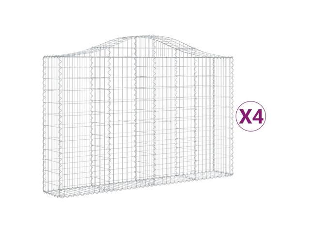 vidaXL Gabion Basket Set of 4 Silver Galvanized iron