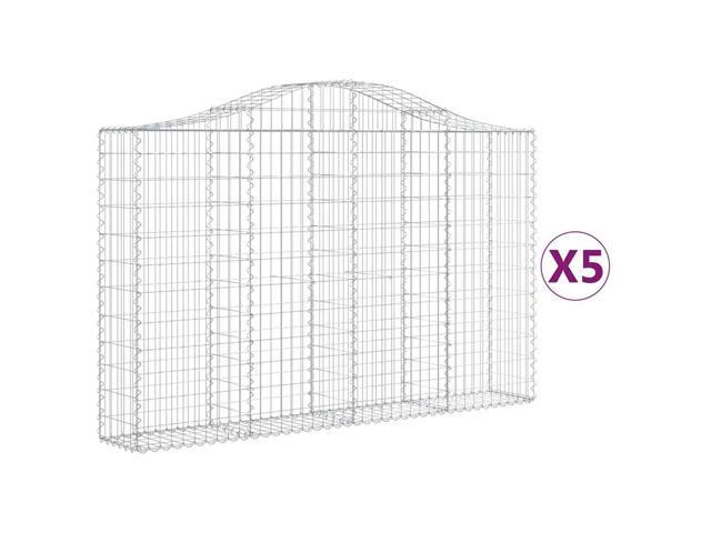 vidaXL Gabion Basket Set of 5 Silver Galvanized Iron Large