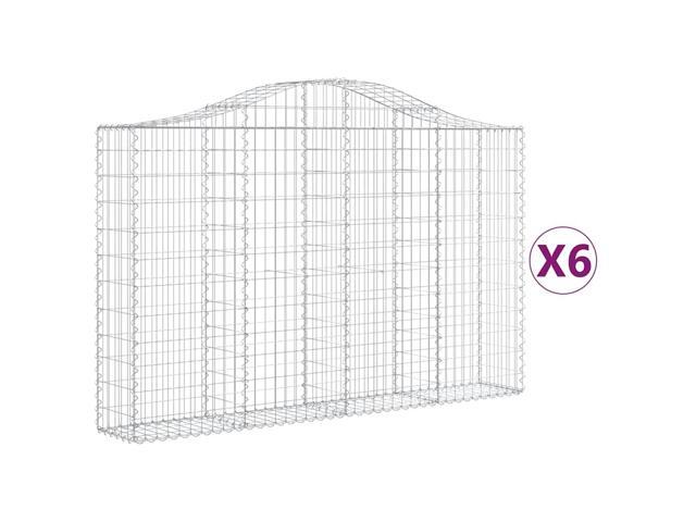 vidaXL Gabion Basket Set of 6 Silver Galvanized iron Durable