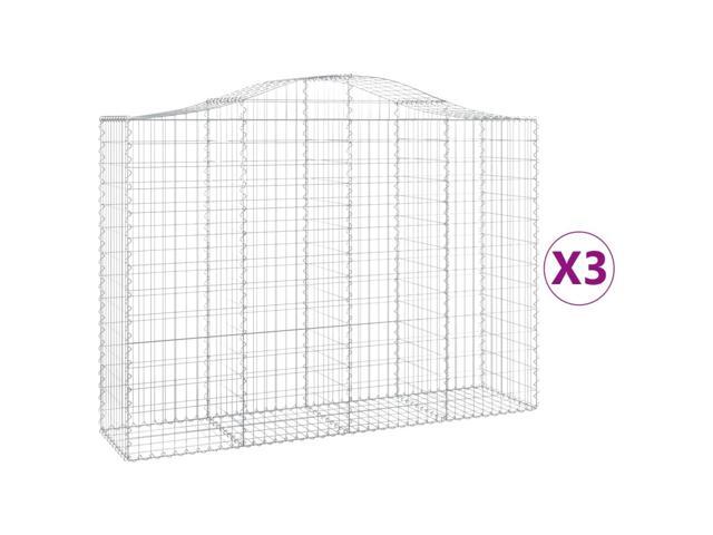 vidaXL Gabion Basket Set of 3 Silver Galvanized Iron Large Durable