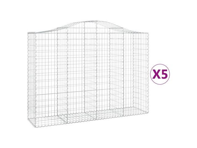 vidaXL Gabion Basket Set of 5 Silver Galvanized Steel Large Durable