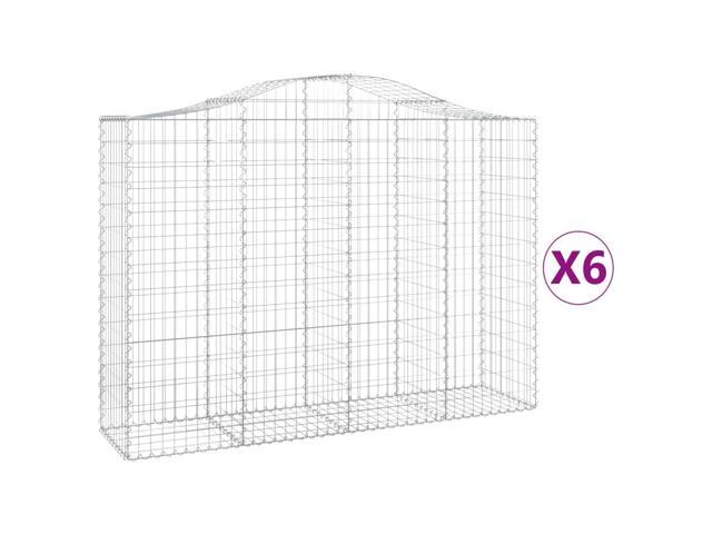 vidaXL Gabion Basket Set of 6 Silver Galvanized Iron Large