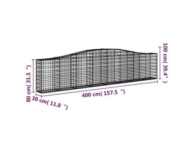 vidaXL Gabion Basket Set of 4 Silver Galvanized Iron 31.5/39.4 in, Large