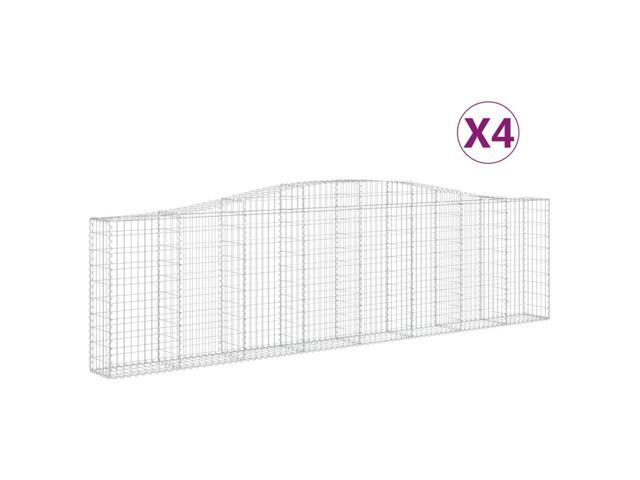 vidaXL Gabion Basket Set of 4 Silver Galvanized Iron Large Durable