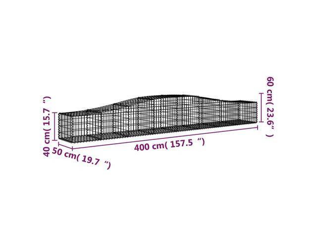 vidaXL Gabion Basket Set of 3 Silver Galvanized Iron Large