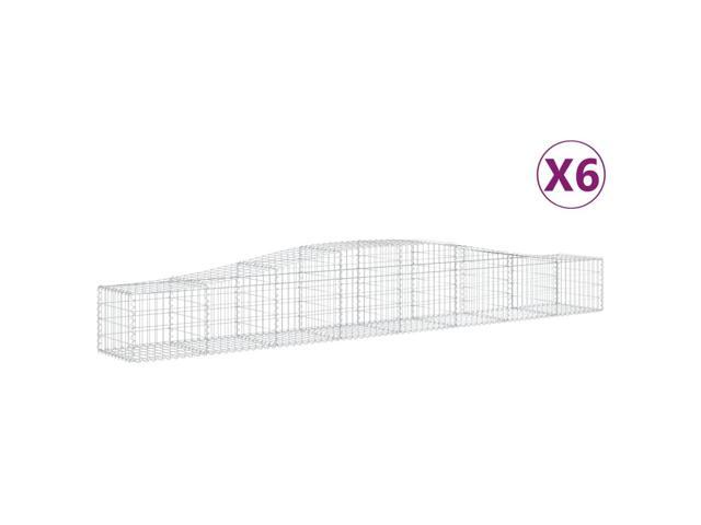 vidaXL Gabion Basket Set of 6 Silver Galvanized Iron Large Durable