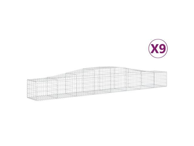 vidaXL Gabion Basket Set of 9 Silver Galvanized iron Large