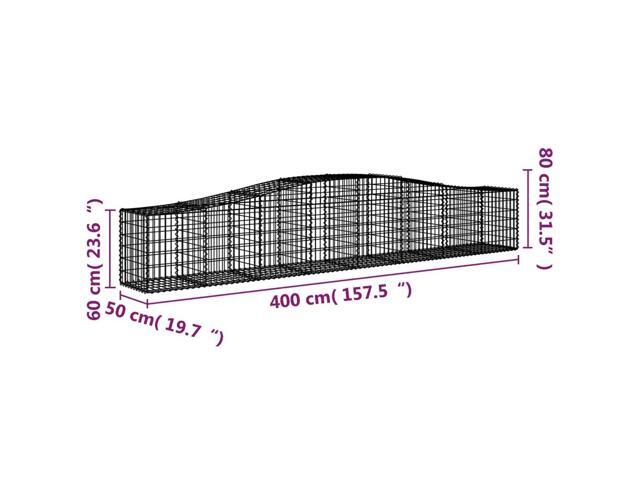 vidaXL Gabion Basket Set of 3 Silver Galvanized Iron Extra Long