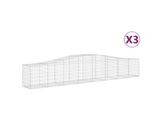 vidaXL Gabion Basket Set of 3 Silver Galvanized Iron Extra Long