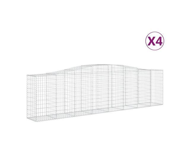 vidaXL Gabion Basket Set of 4 Silver Galvanized Iron