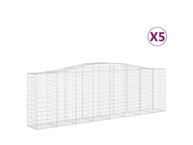 vidaXL Gabion Basket Set of 5 Silver Galvanized Iron Extra Large Tough