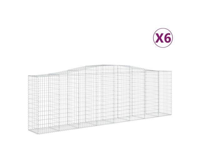 vidaXL Gabion Basket Set of 6 Silver Galvanized Iron Large