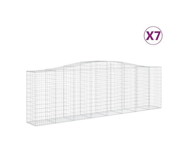 vidaXL Gabion Basket Set of 7 Silver Galvanized Iron Large