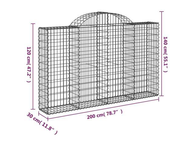 vidaXL Gabion Basket Silver Galvanized Iron 78.7 x 11.8 x 55.1 in