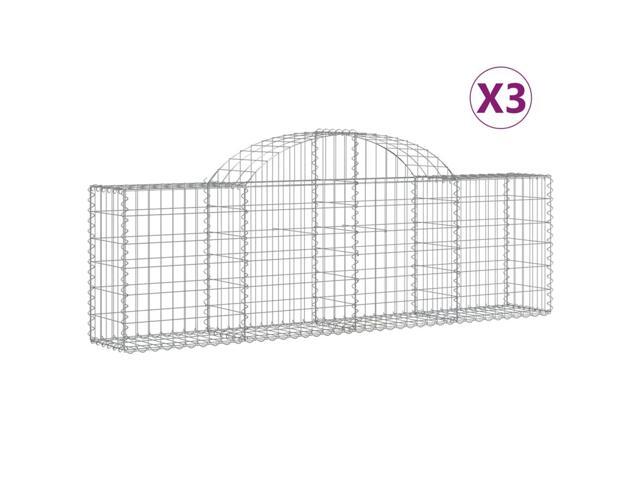 vidaXL Gabion Basket Set of 3 Silver Galvanized iron Large