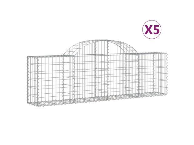 vidaXL Gabion Basket Set of 5 Silver Galvanized iron